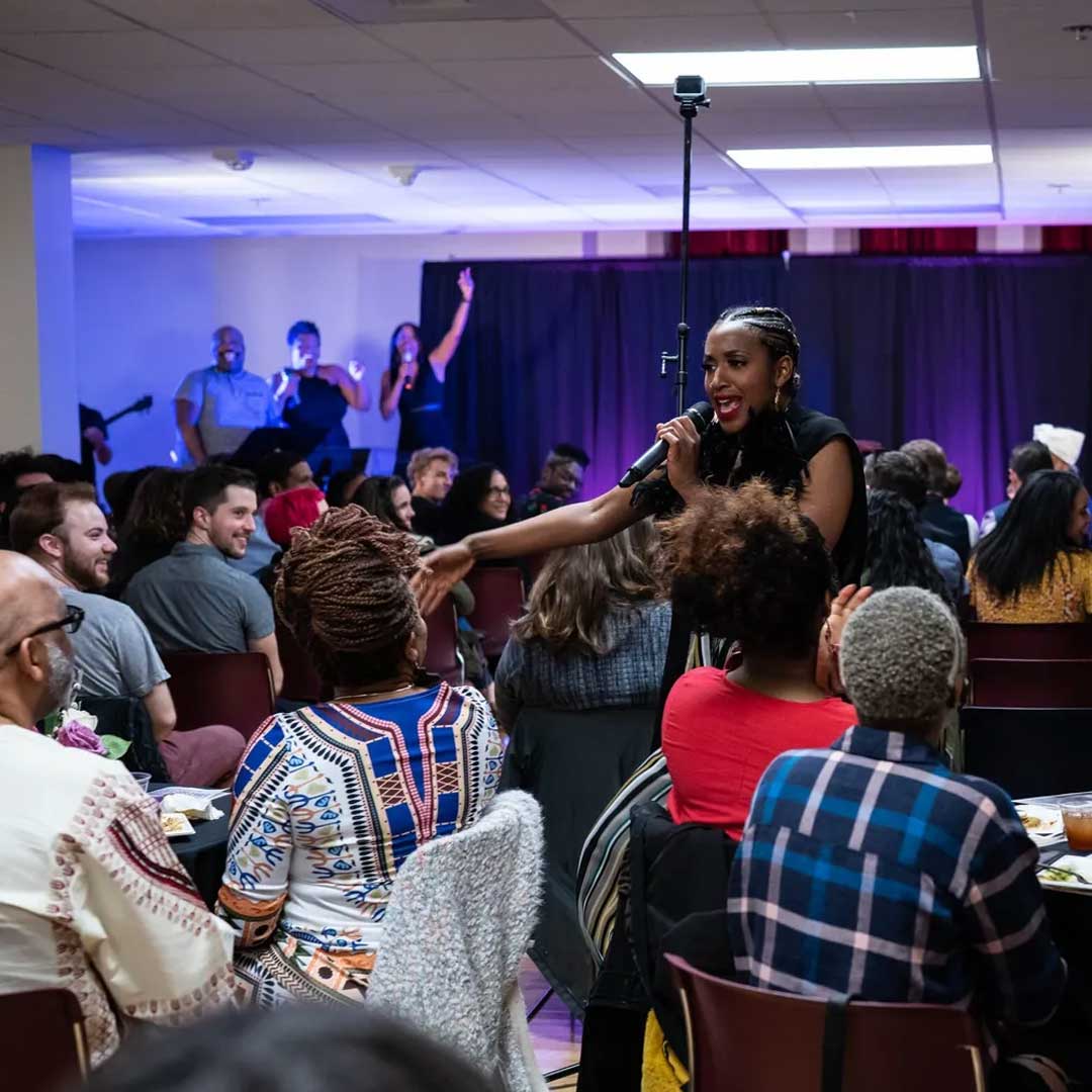 Lauren Du Pree performs her show “A Night with Just Du Pree,” co-sponsored by CD Forum, at Langston Hughes Performing Arts Institute in 2019. (Courtesy Michael B. Maine)