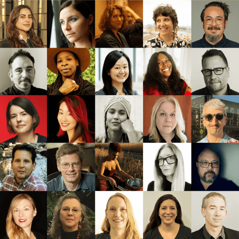 A five by five grid of headshots of artists.
