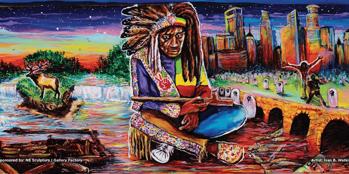 The painting "To All My Relations (Metakuye Oyasin)" by Ivan Watkins.