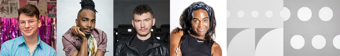 Headshots of Lyam B. Gabel, Nigel Semaj, Ben Pryor, and Nathalie Nia Faulk.
