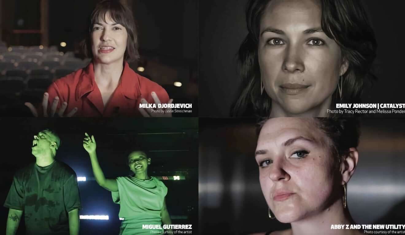 Milka Djordjevich, Emily Johnson, Miguel Gutierrez, and Abby Zbikowski headshots