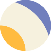 Abstract graphic of overlapping cream, blue, and yellow shapes.